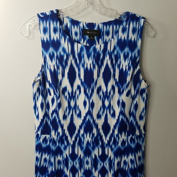 AB Studio Royal blue & white sheath sleeveless dress - Picture 2 of 7